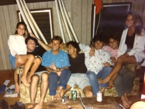 The cast of The Real World North Shore 1988. From L to R, Nan, Derrick, Charles, Harry, Me, Seth, and Tess.
